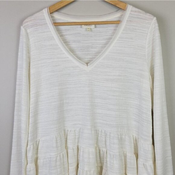 𝅺deletta Anthropologie Thea Peplum Tierd Ruffle Long Sleeve Top Ivory XS - Picture 3 of 12